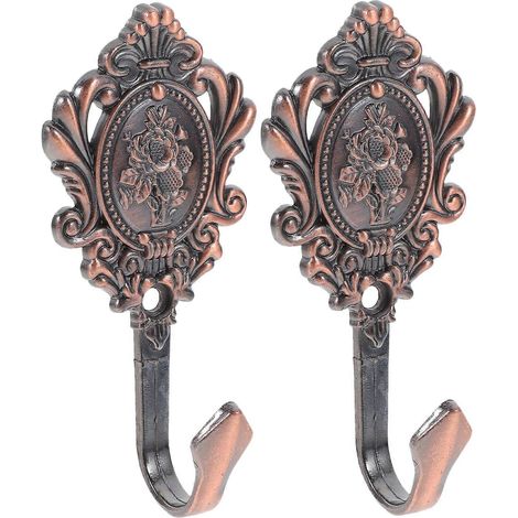 Lot de 2 crochets décoratifs muraux pour rideaux et embrasses, avec motif rose. (1/5)