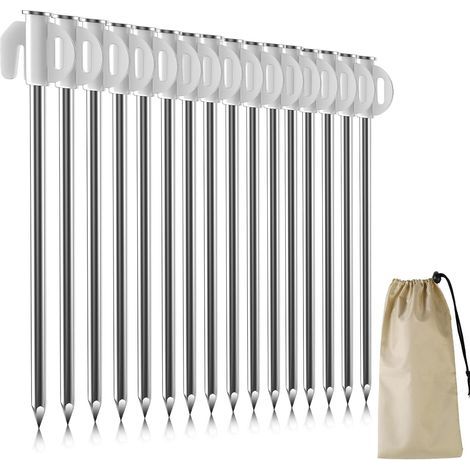 Sardinen-Heringe aus Stahl, 16x Zeltheringe, 210 mm lange Befestigungsherings, Zelt-Stecknadel für Camping und Outdoor-Picknick, Wandern, Angeln (1/5)