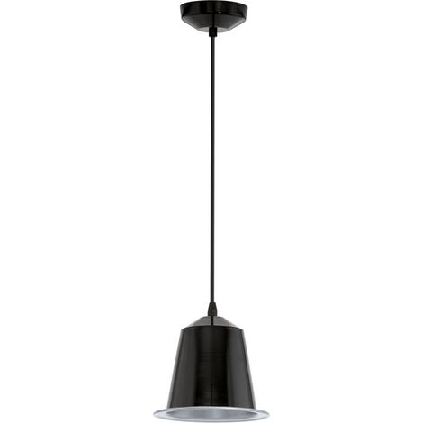 LED 5 Watt Decken Pendel Hänge Lampe Leuchte Stahl schwarz glänzend EGLO 75112 (1/4)