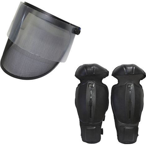 Kawapower Kit de protección: protectores de espinilla + pantalla facial con malla metálica (1/2)