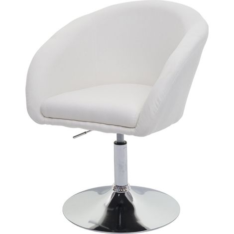 Chaise de salle à manger HWC-F19 - chaise de cuisine chaise pivotante fauteuil lounge tissu/textile crème-blanc (1/5)