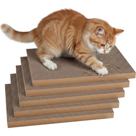 Set 5 Tiragraffi Per Gatti Bifacciale In Cartone Ondulato