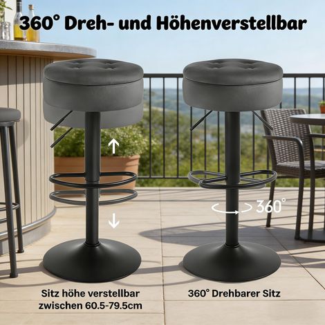 Chaise de bar élégante avec rangement intégré, tabouret de petit-déjeuner pour salon, siège de comptoir compact, un seul tabouret inclus. (1/4)