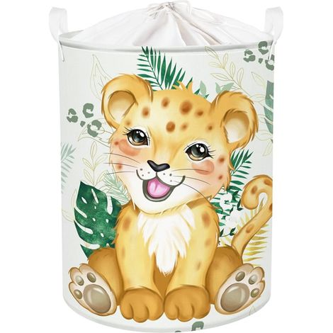Panier Rangement Animal Paniers à Linge Sale pour Garçon Fille Boite de Rangement Parent pour Organiser Jouet Vêtements, Léopard, 40x50 cm (1/5)