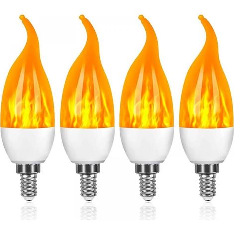 Ampoule Effet Flammes - LED - E14 - 2700 K - 4 W - Lot de 4 - Décoration Intérieure Fêtes Halloween Noël Mariage (1/5)