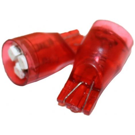 Coppia 2 Lampade Led T10 Con 3 Smd 3528 Colore Rosso Red 12V 0,2W