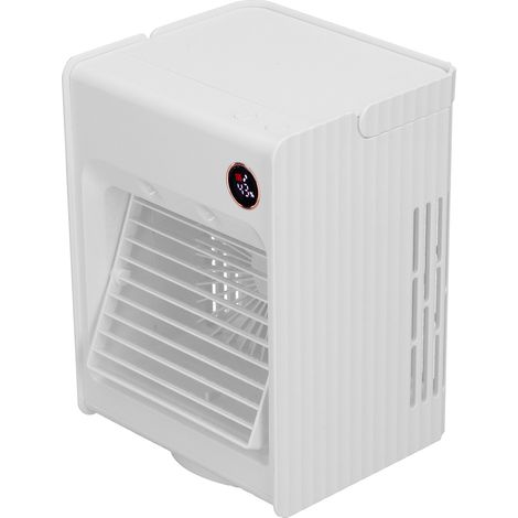 2-in-1-Tischventilator mit oszillierender Nebelfunktion, Licht, USB-aufladbar, Klimaanlage für Zuhause, Weiß (1/5)