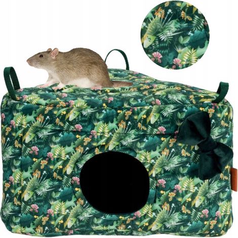 CASETTA ANGOLARE A FORMA DI GROTTA per criceti, degu e ratti, 34x24 cm, VERDE (1/5)