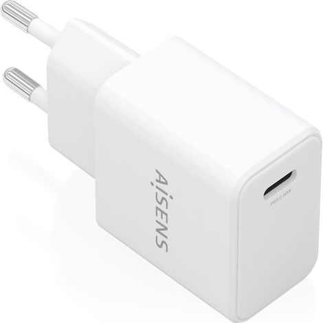 AISENS Cargador GaN USB-C PD3.0 1xUSB-C 20W, Blanco
