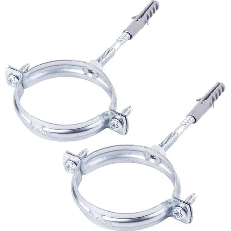 Lot de 2 Supports de tuyau, Acier zingué, Pour diamètre 60-64 mm, Fixation murale et plafond (1/5)