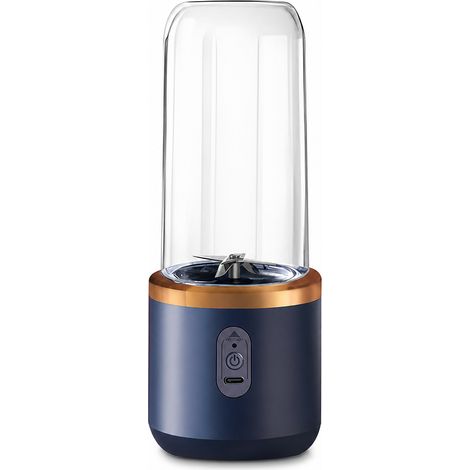 Mini Blender Portable Rechargeable USB-C, 6 Lames, 40 W, Batterie 1500 mAh, Gobelet avec Couvercle Bleu Marine (1/5)