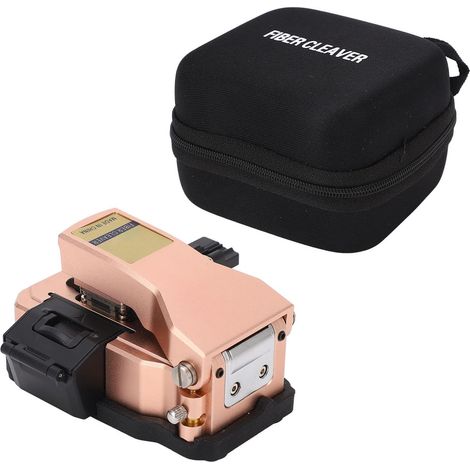 Kit d'outils de couperet de fibre FTTH couteau de coupe de câble optique arrière automatique avec boîte à déchets 3 en 1 fente de serrage or rose (1/5)