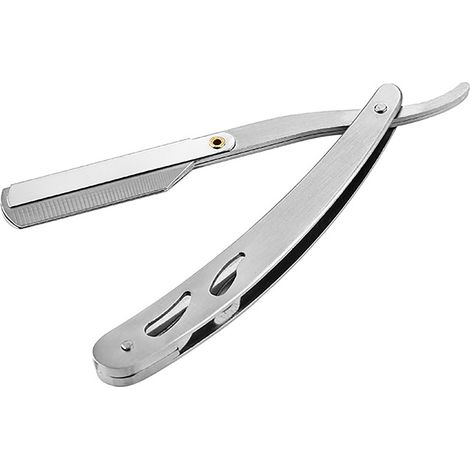 Couteau de tondeuse pliable en acier inoxydable, style rétro, pour barbe et sourcils. (1/5)