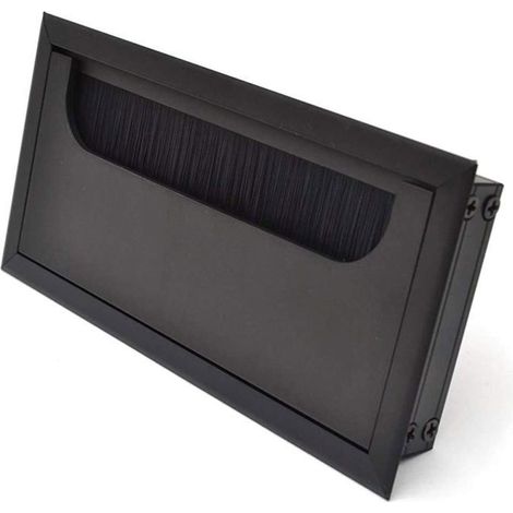 Couvercle Passe Câbles Fil Carrée 80x 160mm pour Encastrer sur Table de Bureau Organisateur de Cables pour Meuble Aluminium Noir (1/5)