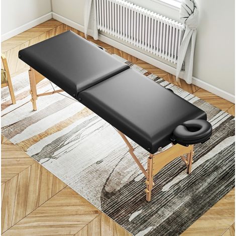 Tavolo massaggio pieghevole 2 sezioni, altezza 61-86 cm, poggiatesta inclinabile, nero HAVRYA (1/4)
