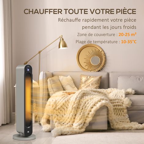 Radiateur soufflant céramique PTC 2200W Oscillant Télécommande Chauffage d'appoint rapide silencieux pour bureau salon (1/5)