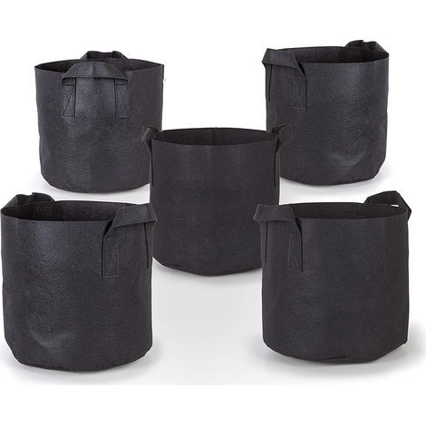 Atmungsaktive Pflanzsäcke aus Vliesstoff (10 Gallonen) — 5er-Pack (Schwarz, 3540 cm) (1/5)