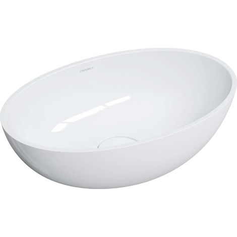 OMNIRES Shell M+ - Lavabo sobre encimera 50x32 cm, sin rebosadero, sin orificio para grifo, blanco SHELL500UNBP (1/4)