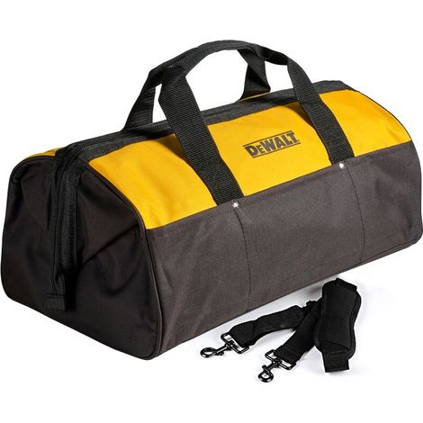 Dewalt 45cm 18"" Hard Bottom Heavy Duty Tough Toolbag Duffel Tool Bag + Strap