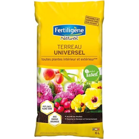 Terreau Universel 6 Litres Pour Plantes Intérieur Et Extérieur - Fertiligène (1/5)