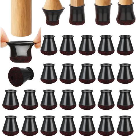 24 Pièces Protection Pied de Chaise,Embouts de Pieds de Chaise, Protection Pied de Chaise en Feutre épais, Reduire Le Bruit éviter Les Rayures(Convient pour 14-20MM) (1/5)