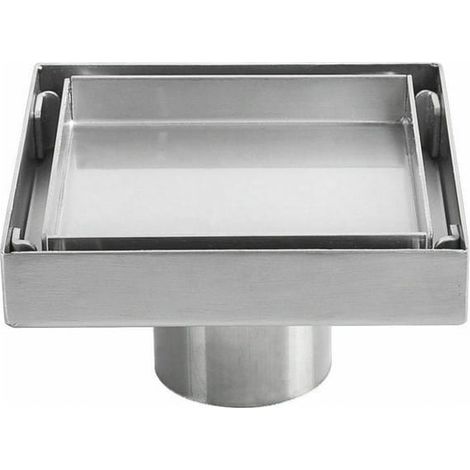 Siphon de sol invisible en acier inoxydable 304 épaissi, avaloir carré déodorant 10 x 10 cm, bonde pour douche et salle de bain (1/4)