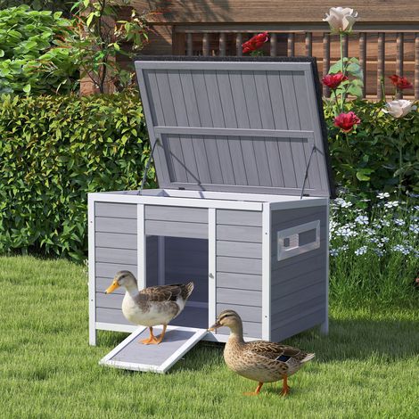 Maison canard toit Bois Multicolore ouvrant fenêtres rampe 93x70x72 cm (1/4)