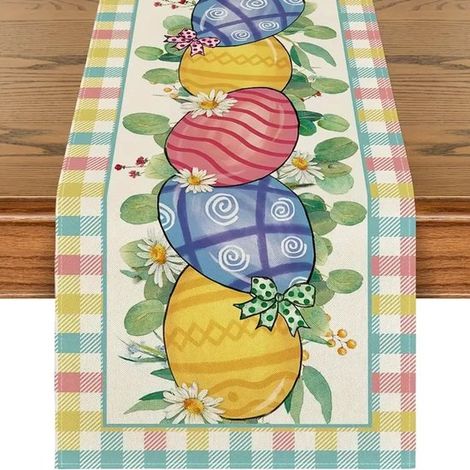 Camino Camino Pascua, Pascua, Camino Pascua, Camino Pascua, Camino Pascua, Bonito mantel lino Pascua, rústica fiestas 72 x 13 pulgadas, Pascua (1/5)