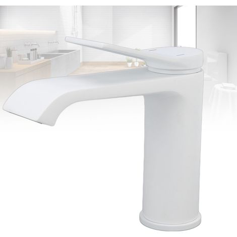 Rubinetto miscelatore corto anticorrosione bianco G1/2 per lavabo da bagno (1/4)