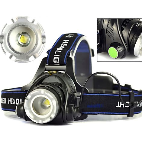 Lampe frontale LED puissante, rechargeable, à LED COB, étanche et réglable (lot de 2). (1/5)