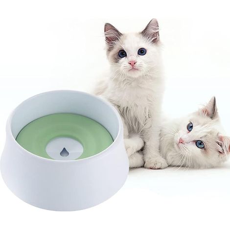 Gamelle d'eau anti-débordement pour chiens et chats, anti-éclaboussures, anti-déversement (verte) (1/4)