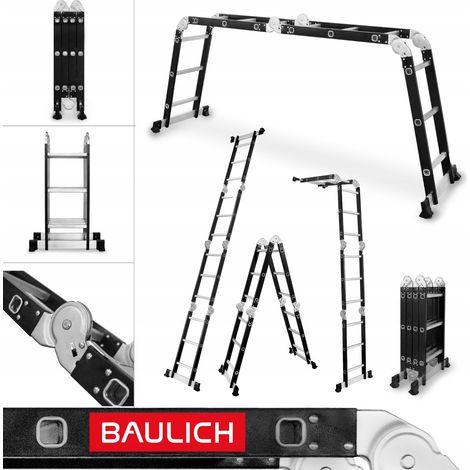Échelle pliante en aluminium et acier articulée multifonction universelle 4x3 échelons