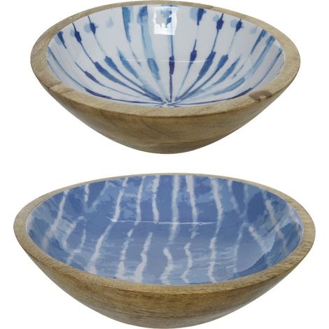 CIOTOLA DECORATIVA IN LEGNO D.20XH7CM BIANCO / AZZ