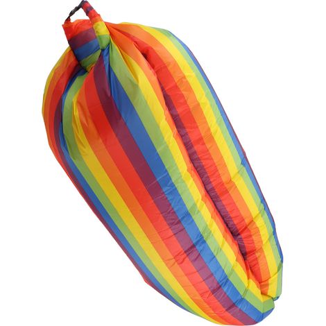 Aufblasbares, reißfestes und tragbares Sofa mit Aufbewahrungstasche, geeignet für Erwachsene und Kinder, in Regenbogenfarben. (1/4)