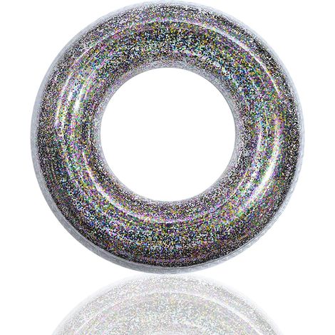 Bouée Piscine Gonflable, 90cm/70cm Bouée de Natation, Anneau de Natation Gonflable Paillettes,PVC Bouée Piscine Épaisse Adolescents Enfant et Adultes pour Les Fêtes D'été sur La Plage et La Piscine (1/4)