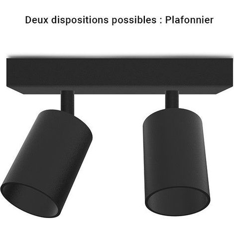Applique orientable 2 spots noir GU10 x2 Miidex Lighting® (1/5)