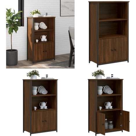 Buffet haut chêne marron 62x32x103,5 cm bois d'ingénierie - Buffet Design Moderne - Meuble Rangement - Armoire Cuisine - Commode Salon - Étagère Murale - Home & Living (1/5)