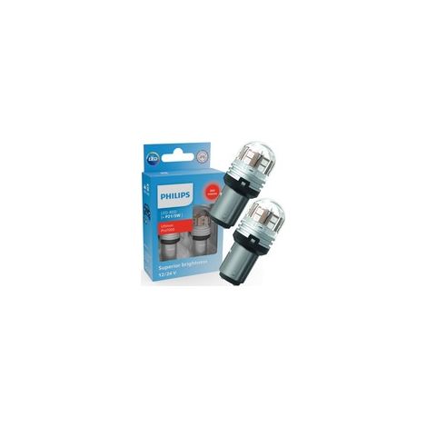 Ampoules PR21/5W LED Ultinon Pro7000 ROUGE 12V/24V - Philips 11499RU70X2 - Lot de 2 (1/5)