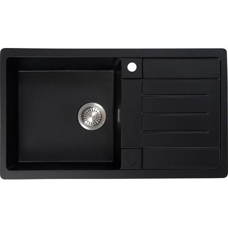 JASSFERRY Composite Reversible Kitchen Sink 860 x 500mm, Inset Quartz Sinks Deep Single Bowl (1/5)