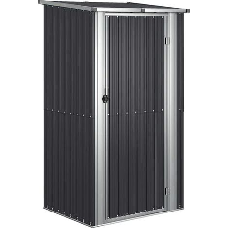 Chalet de jardin couleur anthracite, 118,5 x 97 x 209,5 cm, acier galvanisé. (1/5)