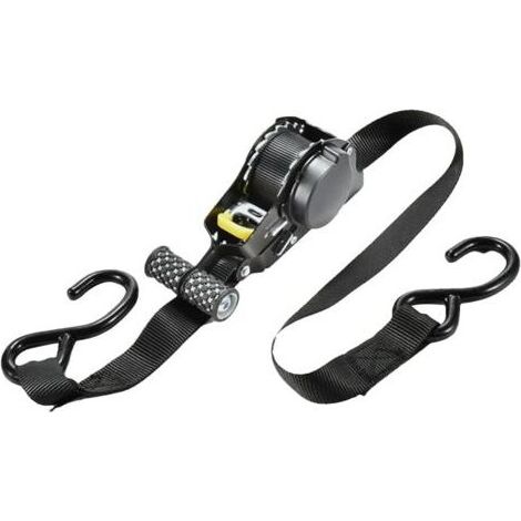 Sangle à cliquet rétractable Sangle d'arrimage rétractable automatique pour charges lourdes, remorques, voitures, motos Capacité 680 kg, 330 x 17 cm (1/5)