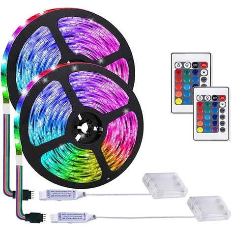 LED Strip Light with 24 Key Remote Control, 2m Battery Powered Light Strips for Party Decoration and DIY (1/5)
