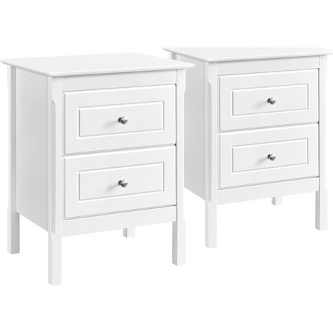 Yaheetech 2 Comodini da Camera da Letto Moderni con 2 Cassetti Armadietto Cameretta Tavolini da Salotto Laterale Divano 48 x 40 x 61 cm Bianchi (1/5)