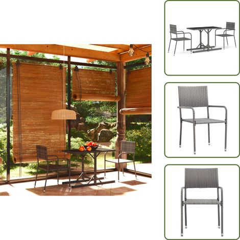 Ensemble à manger de jardin 3 pcs Gris - Meubles De Jardin - Salon De Jardin - Set De Jardin - Mobilier De Jardin - Table De Jardin (1/5)