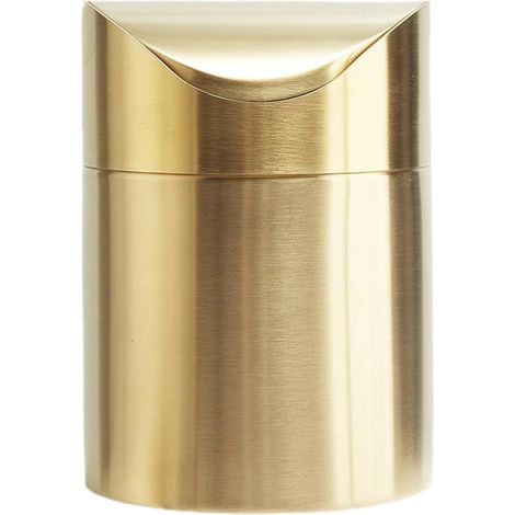 Mini Stainless Steel Desk Bin with Shaking Lid Waste Paper Bin for Office Kitchen Living Room Bathroom 6.61X4.72X4.72 in (1/5)