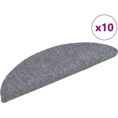 vidaXL Stair Mats Self-adhesive 10 pcs 56x17x3 cm Light Grey Half Round