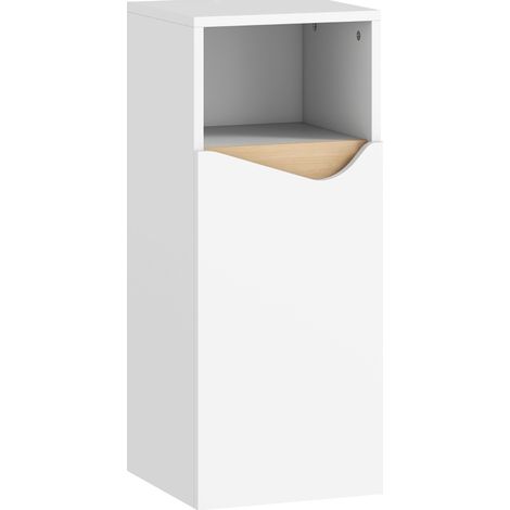Armario de baño estrecho blanco 30 x 30 x 71,5 cm con baldas regulables y estante abierto (1/4)