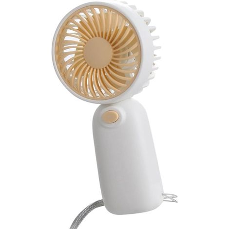 Mini ventilateur portable - Fonctionne sur piles - Cordon inclus - Idéal pour les voyages et les études - Ventilateur de poche compact - Jaune (1/5)