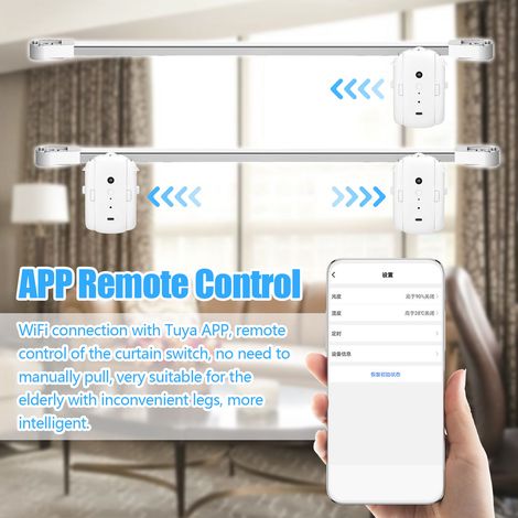 moteur de rideau électrique Tuya WiFi à commande vocale avec passerelle, application de programmation et compatible Alexa Home pour rails en T/U (1/5)