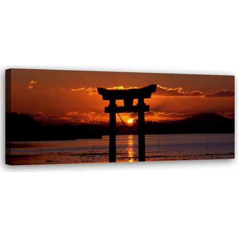 Tableau sur toile Coucher de soleil sur la porte Torii 90x30 (1/5)